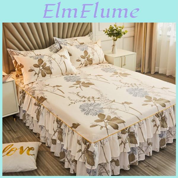 Set Bed Set 3pcs1 Bedding Skirt With 2pcs Pillowcases Bedspread Mattress Cover Printing Bed Cover