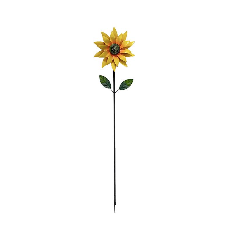 Outdoor Wind Spinner, 45.6" Metal Sunflower Wind Spinner With Stake, 360Degree Rotating Windmill Yard Art, Kinetic Wind Sculptures