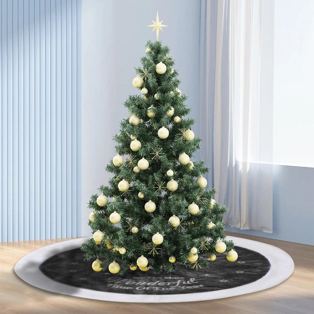 36 Inch Plush Christmas Tree Skirt Christmas Floor Carpet Xmas Tree Bottom Decoration Apron for New Year Holiday Party