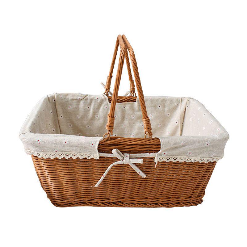 Outdoor Woven Rattan Storage & Picnic Basket with Lid – Ideal for Shopping, Gifts, Eggs & More