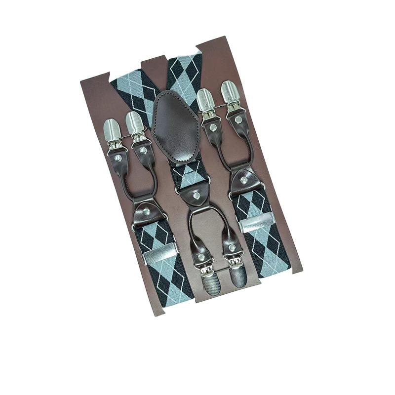 6 Clips Men'S Suspender Belt, Strap Thickened Elastic Belt, High-Quality Hardware Accessories