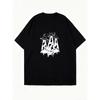 Oversized T Shirt Black UFO Abduction Pattern Casual Wear For Women