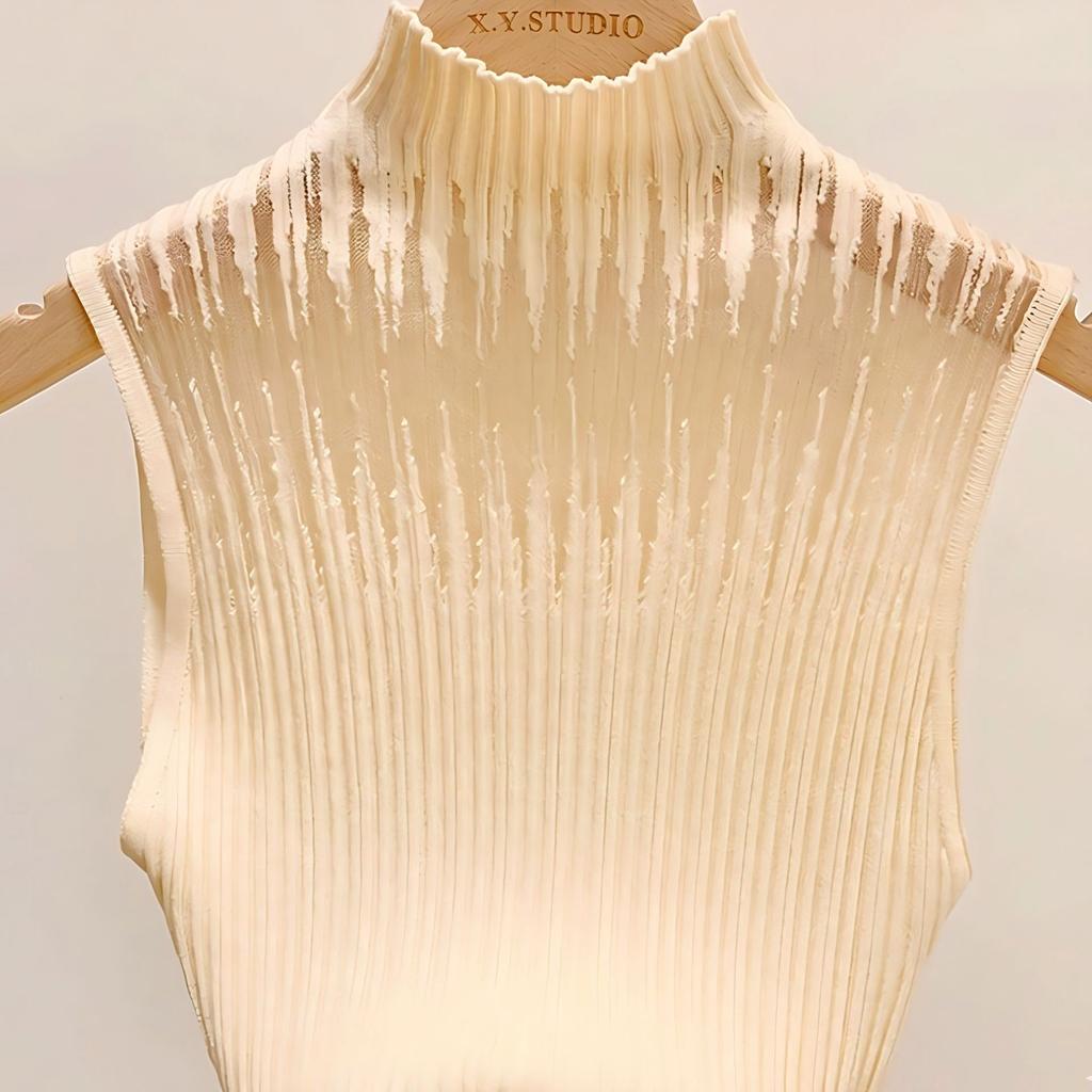 Neuer ärmelloser Strickpullover Damen Sommer Dünn High-End Tragen Kragen Eleganter Stil Urlaubs-Freizeit-Oberteil Direkte Lieferung