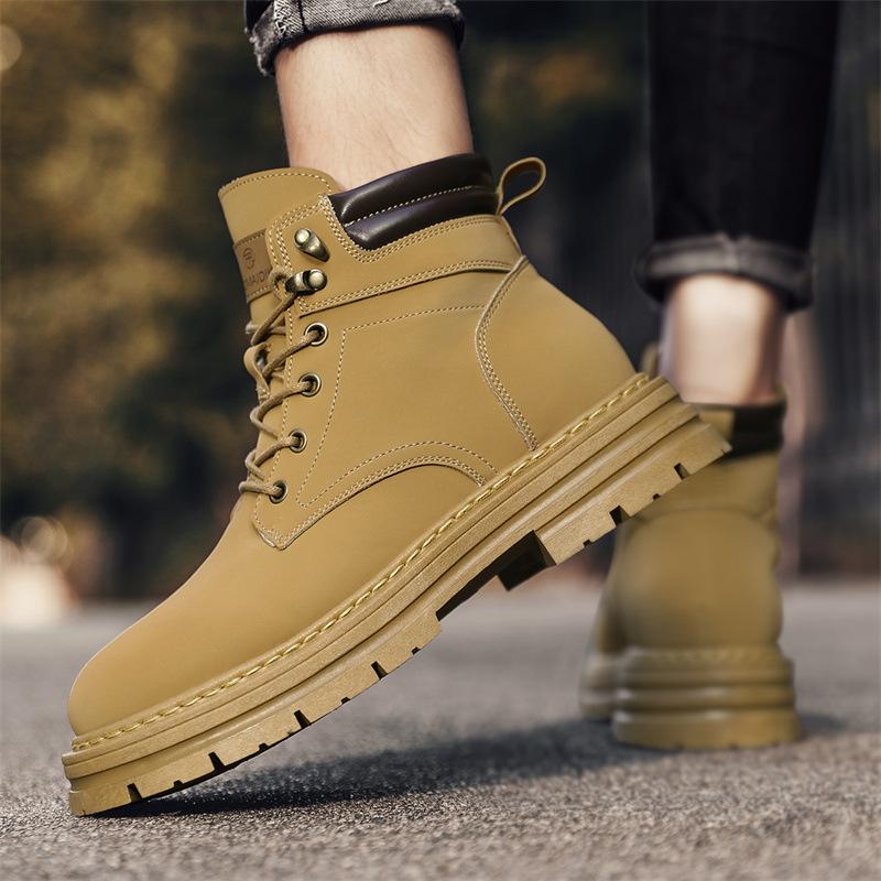 Autumn high-top lace-up small yellow boots new fashion trend Martin boots men's retro casual tooling boots RW2279