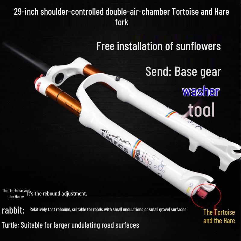 Dual Air Chamber Mountain Bike Fork - 26/27.5/29 Inch, Adjustable Damping, Magnesium Alloy