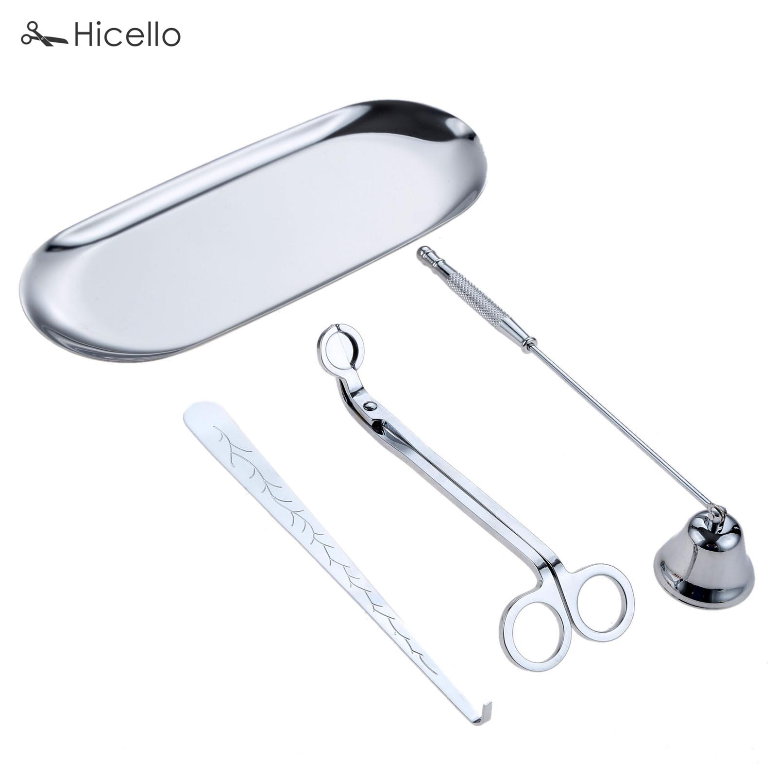 

4pcs/kit Candle Bell Snuffer wick Trimmer Hook Tray Dipper Candle scissors Accessory Stainless Steel Extinguisher Flame Decor срібний