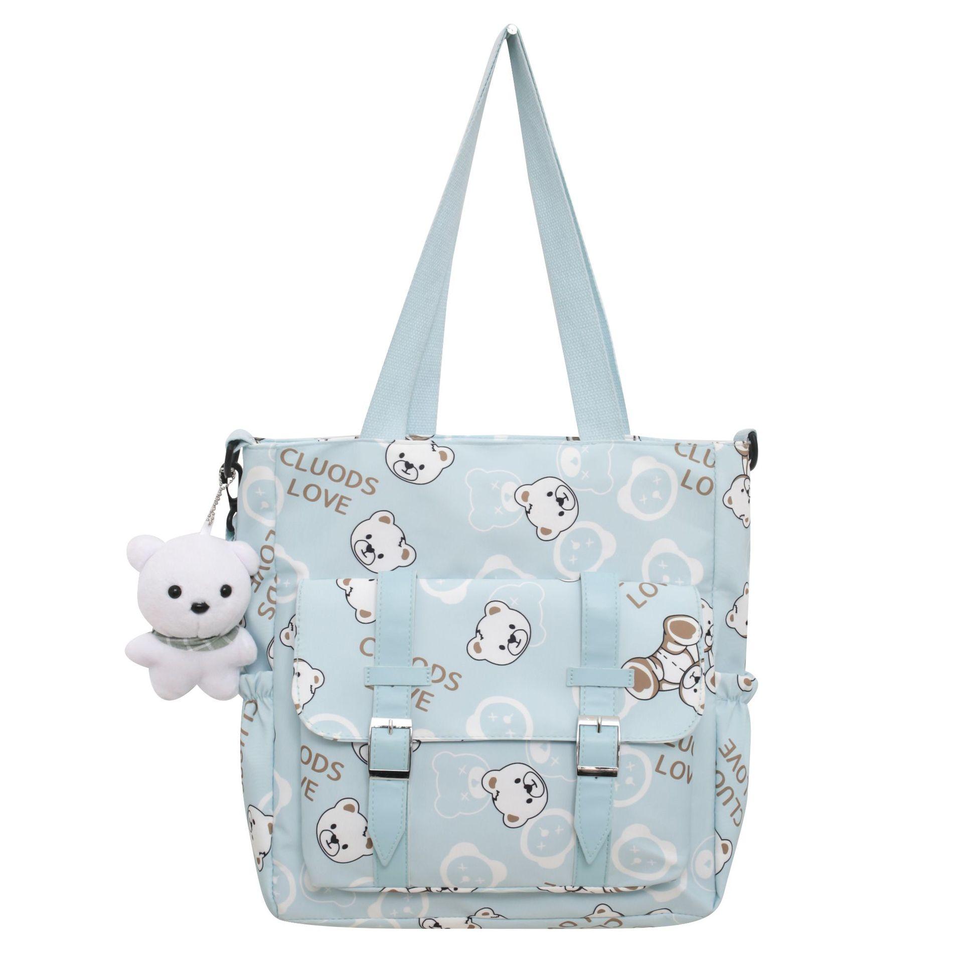 

Harajuku simple printed messenger bag female student shoulder bag portable class cartoon tote bag