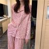 Korean Style Women's Long Sleeve Cardigan and Pajama Set for Spring, Autumn, and Winter Home Wear
