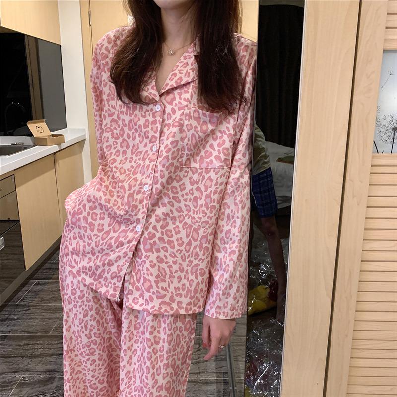 Korean Style Women's Long Sleeve Cardigan and Pajama Set for Spring, Autumn, and Winter Home Wear
