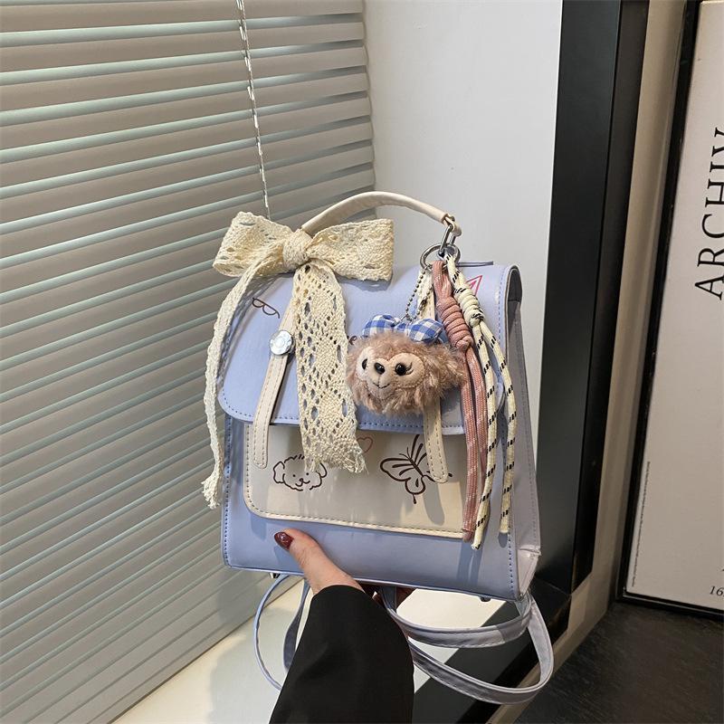 

Niche high-end backpack new beautiful backpack fashionable casual sweet portable shoulder messenger bag women no pendant синий