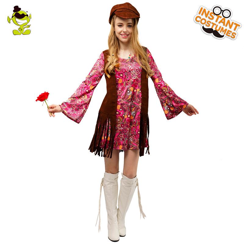 Adult women s generation hippie fringed skirt stage performance clothing, big girl carnival hippie clothing One size fits all