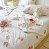 Garden Florals Pattern Quilt Summer Air Conditioning Thin Comforter Cute Rabbit Printed Soft Quilted Quilt for Kids Boys Girls