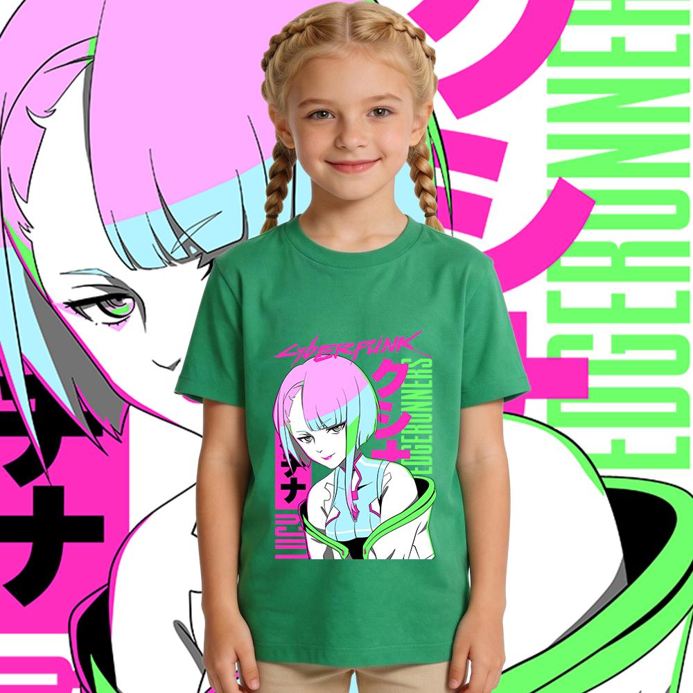 Cyberpunk Edgerunners Lucy Anime Print Boys Girls Cotton T Shirt Kids Casual Short Sleeve Top Soft Breathable Summer Clothes