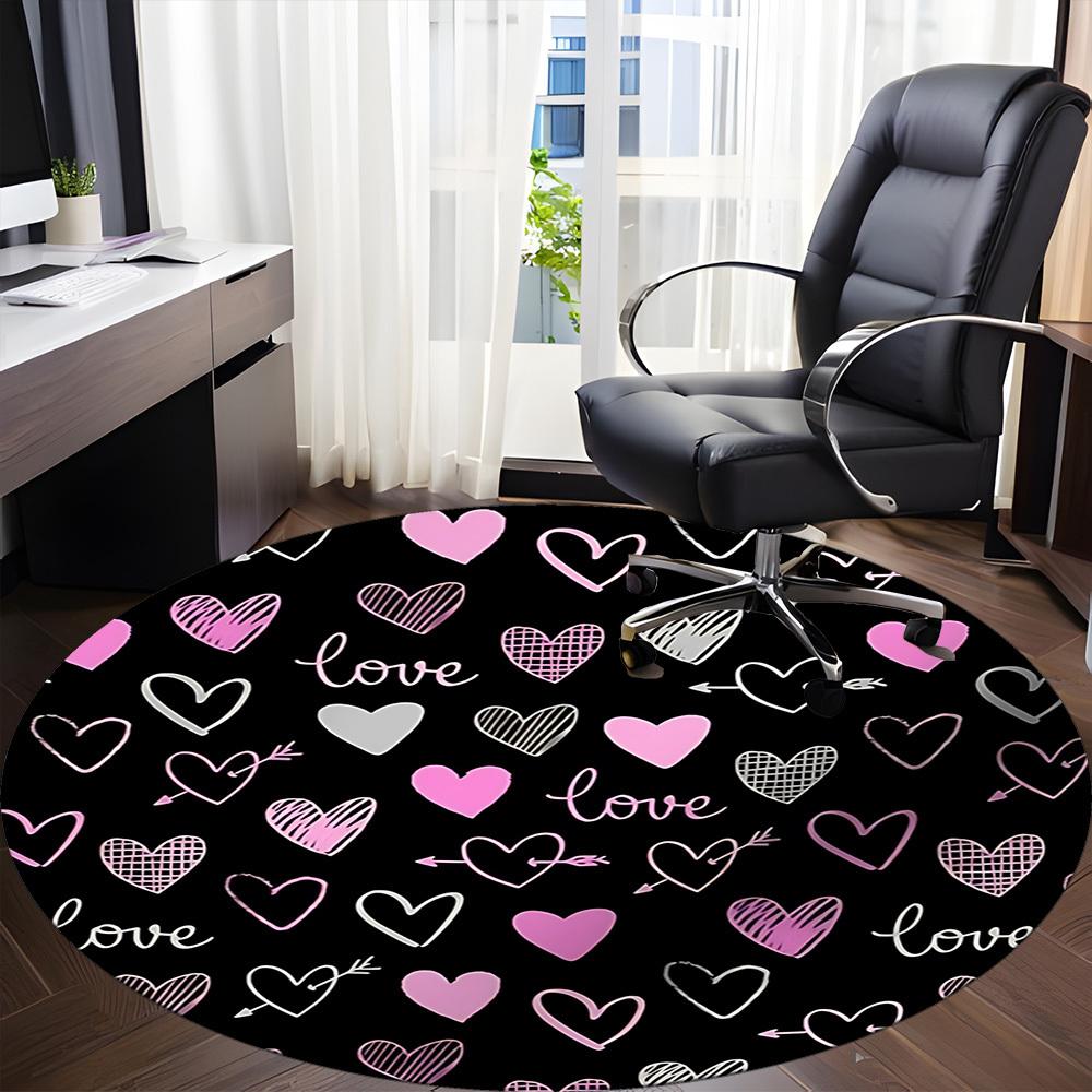 1pc Love Hearts Office Round Rug, Non-slip, Soft and Durable Office Rug for Interior Decoration, Perfect for Office,Decoration yy260204094