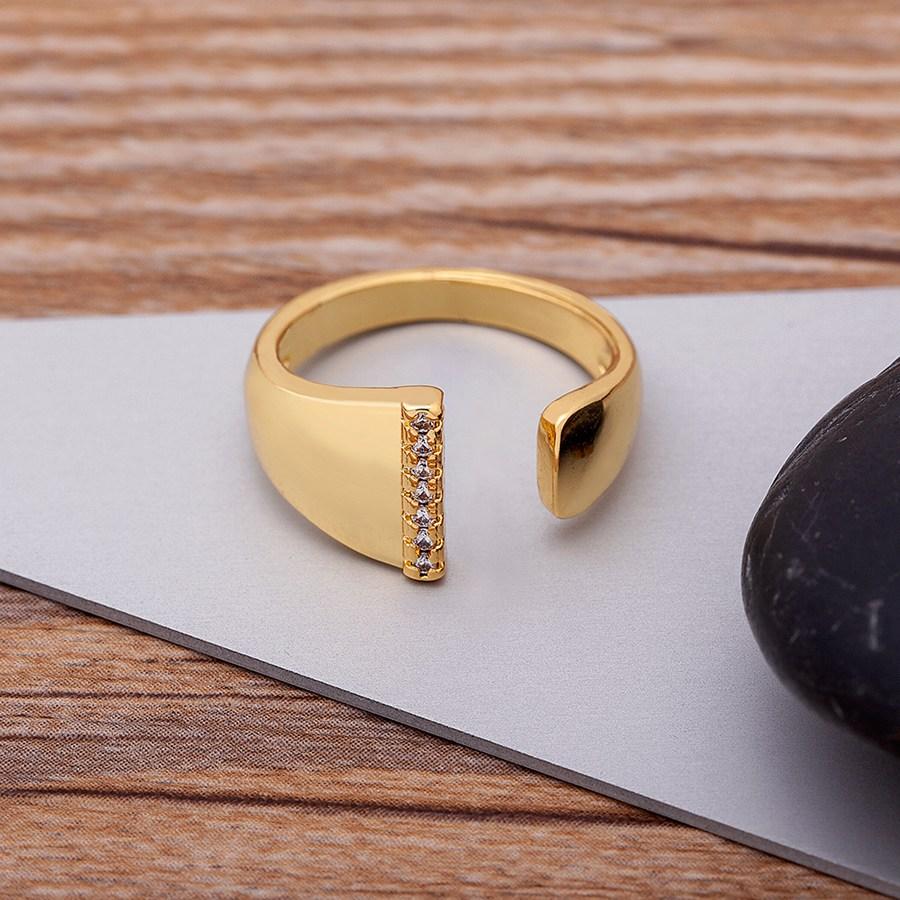 AIBEF New  A-Z Letter Gold Color Metal Adjustable Opening Ring Initials Name For Women Finger Rings Party Crystal Jewelry