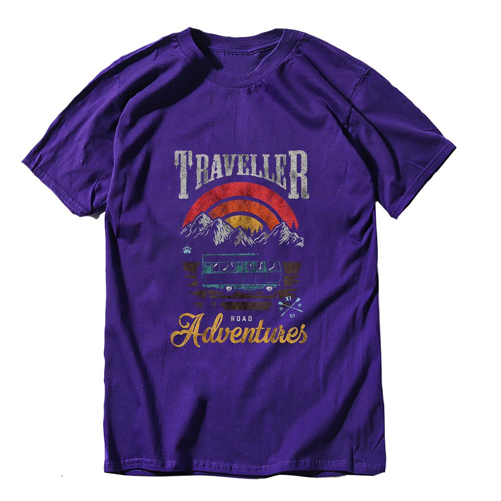 Coolmind YA007 100% Cotton Big Size Cool Traveller Print Men T Shirt Exclusive Graphic Loose Men Tshirt Cotton Tee Shirts Man