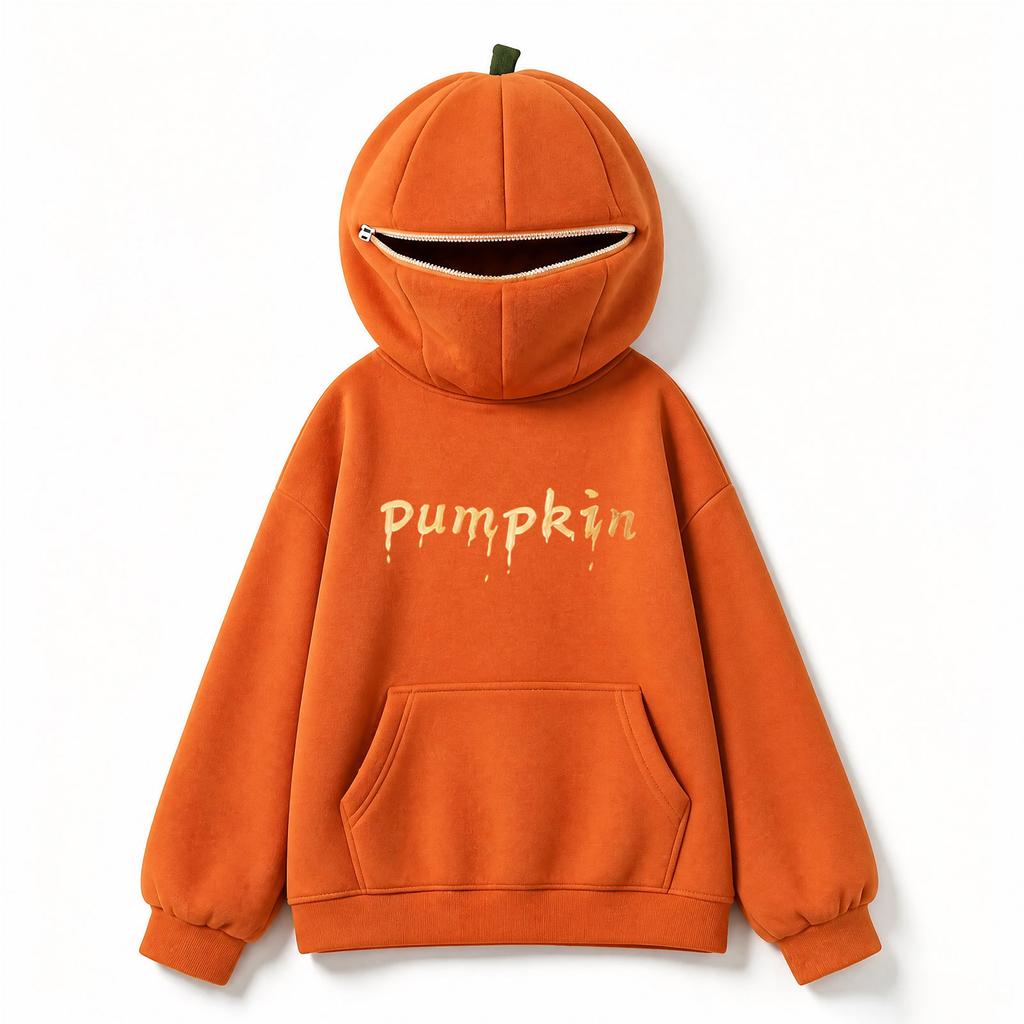 Unisex Kids Halloween Pumpkin Print Hoodie Sweatshirt Retro Top