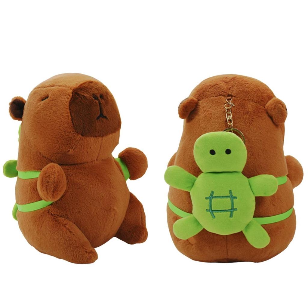 Clearstone Capybara Plush Keychain, Chavimaru Turtle with Music, 23cm, Brown