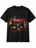 Airbrush Vintage Tractor Dripping Retro Mens T-Shirt Black 100% Cotton Printed