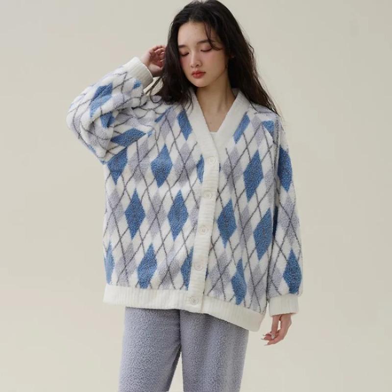 

Осенне-зимняя пижама женский кардиган толстый пижамный костюм домашняя милая одежда пижама домашняя одежда XL