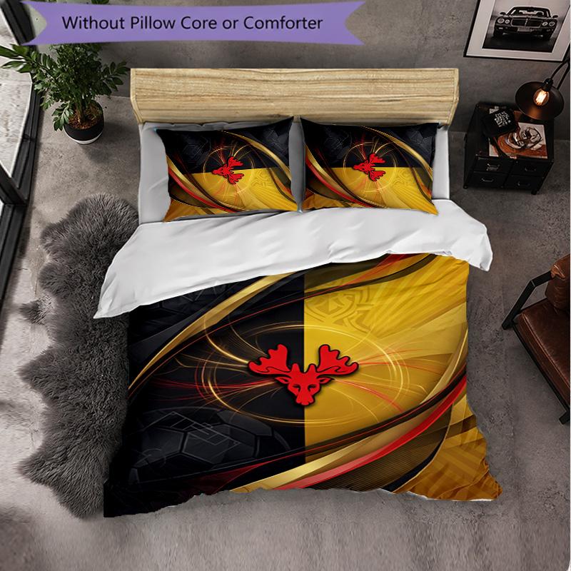 Watford Football 3 Piece Bedding Set Soft Duvet Cover Set with Pillowcases Printed Bedroom Decor Set for Home