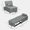 3-in-1 Folding Chair with Side Pocket, Guest Bed with Cushion, Adjustable Backrest, Bed Chair with Casters, Light Gray