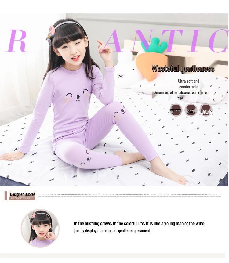 

Хлопковый пижамный комплект для девочек - Теплая одежда для сна нового стиля для детей, от весны до зимы 130cm