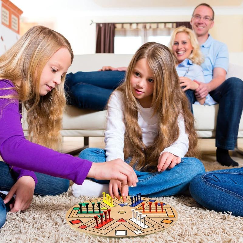 სწრაფი ტრეკის სამაგიდო თამაში ხის 3-6 მოთამაშისთვის სამაგიდო თამაშის ნაკრები 24 სამაგიდო თამაშის ფიგურით და 2 კამათლით, სწრაფი ტრეკის სათამაშო ღამე მოზრდილებისთვის, მოზარდებისთვის, საოჯახო თამაში