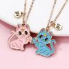2pcs Set Cute Cartoon Colorful Crown Kitten Magnetic Attraction Pendant Necklace for Girl Child Women Friends Jewelry Sets Gifts