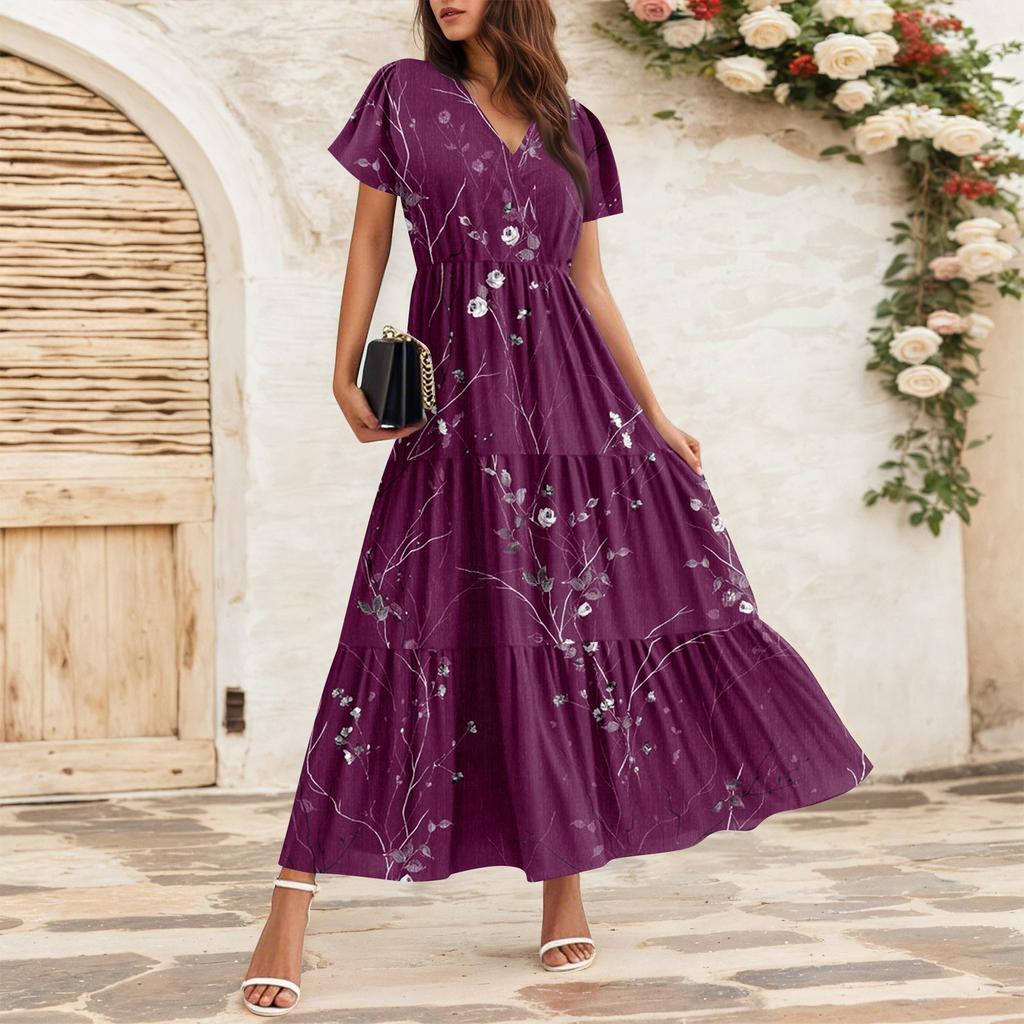 Women's Flowy Dresses Women's Summer Dresses Casual Short Sleeve Maxi Dresses Formal Maxi Dresses