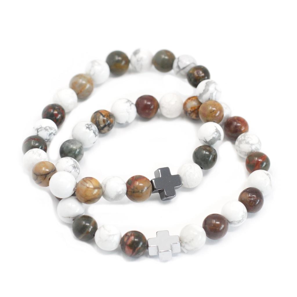 Couple Bracelets Set of 2 Picasso Jasper Howlite