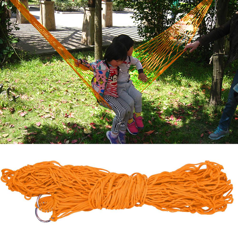 Comfortable Double Swing Hanging Bed Nylon Mesh Hammock for Outdoor Camping(orange)