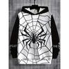Boy's Black and White Dual Color Black Animal 3D Printed Long Sleeved Hooded Sweatshirt, Sports Shirt