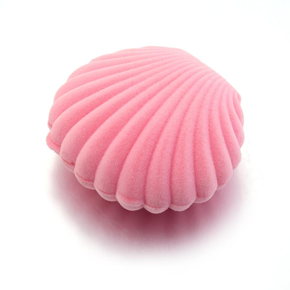 1 Piece Velvet Jewelry Box Lovely Shell Shape Gift Box Container For Wedding Earrings Necklace Bracelet Display Gift Package Box