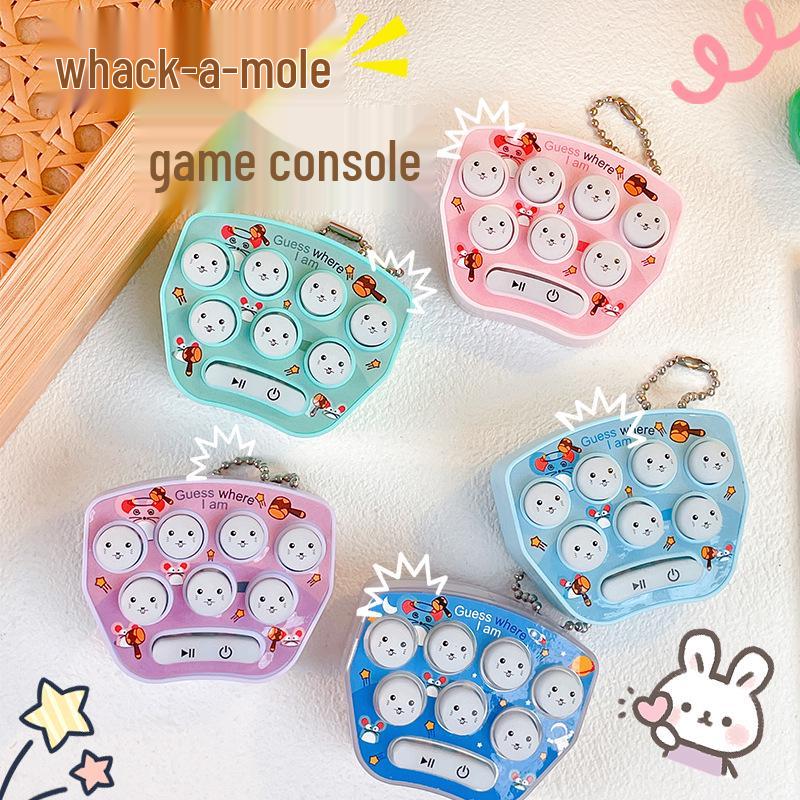 Mini Cartoon Whack-a-Mole Handheld Game Keychain - Fun Puzzle Toy for Students