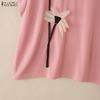 ZANZEA Damen Lässige Rundhals Ärmellose Patchwork Bluse