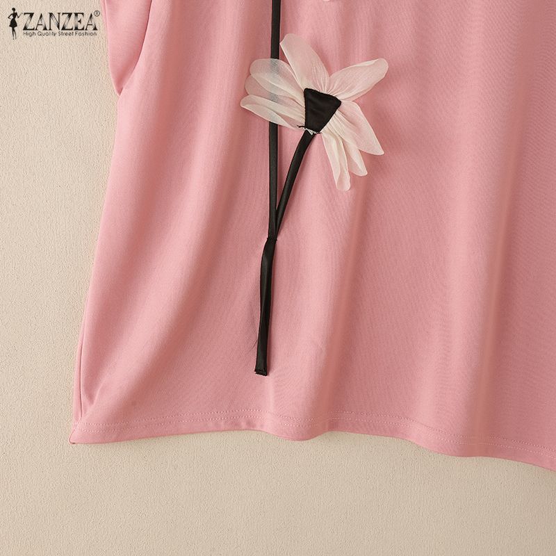 ZANZEA Damen Lässige Rundhals Ärmellose Patchwork Bluse