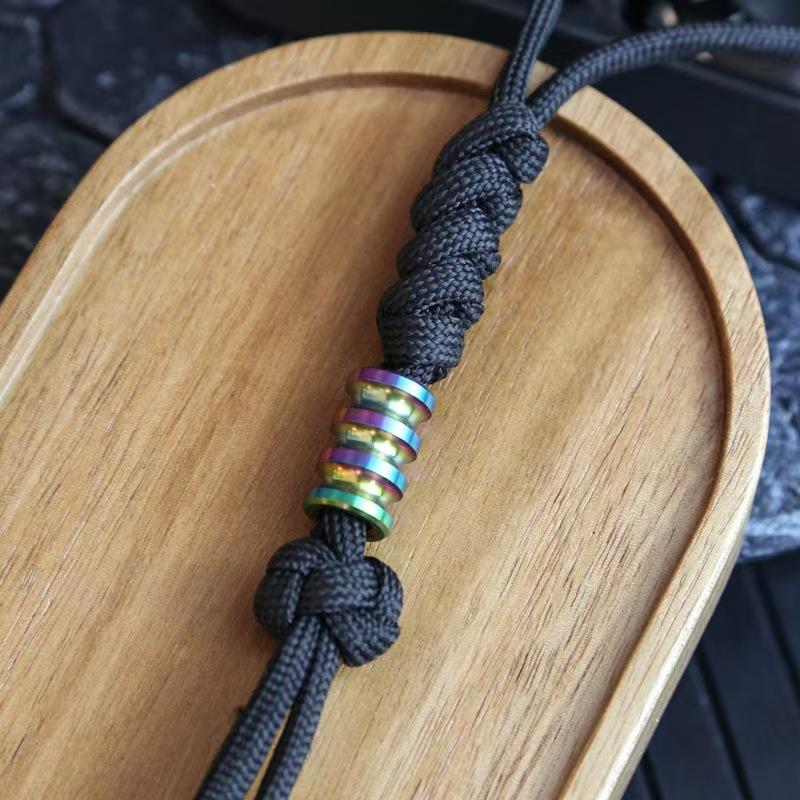 Colorful Knife Drop Fingertip Gyro Pendant Adult Fidget Toy Paracord Rope Decompression Toy Edc Stainless Steel Accessory