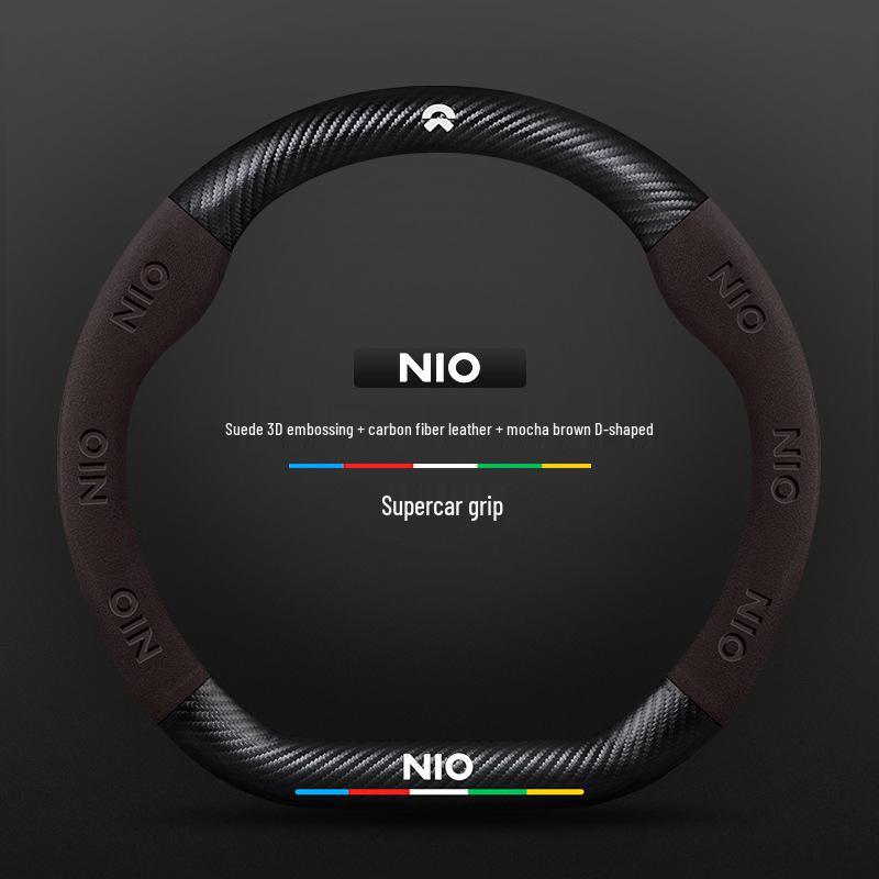 Nio EC6/ES6/ES8/ET7 Suede Carbon Fiber Steering Wheel Cover