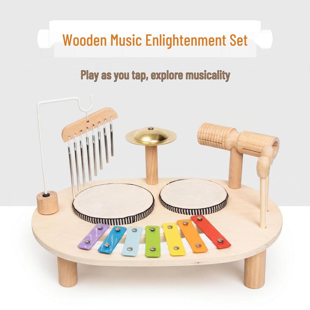 Multifunctional Wooden Music Table: Children's Educational Drum & Xylophone Toy for Boys & Girls