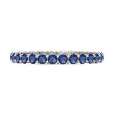 Blauer Saphir Eternity Bandring - 925 Sterlingsilber