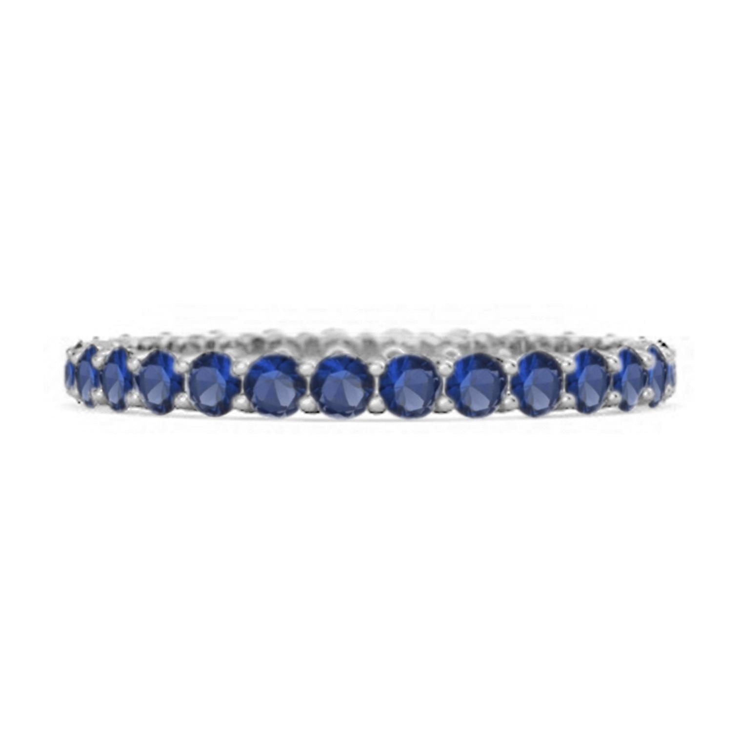 

Blue Sapphire Eternity Band Ring - 925 Sterling Silver 11 білий