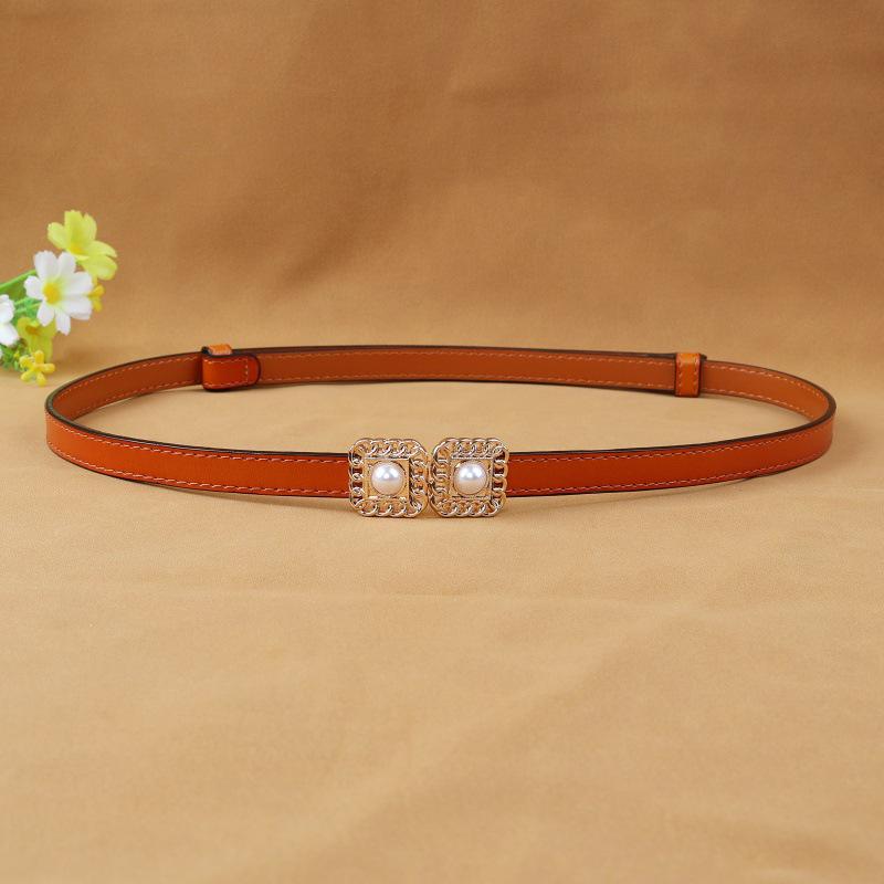 Women s Versatile Black Genuine Leather Waist Belt - Thin, Decorative Design for Dresses, Skirts, and Sweaters.