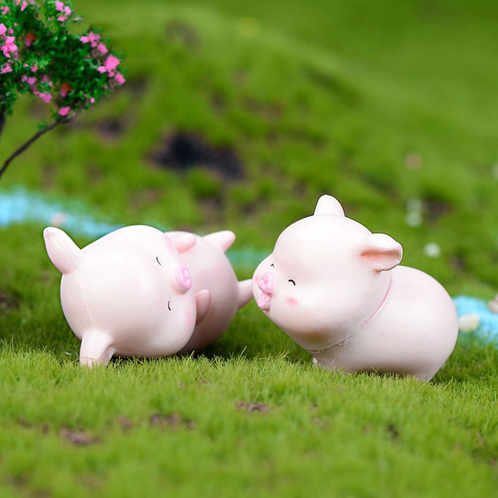 Cute Cartoon Pig Figurine Set Small Resin Piggy Statues Playful Ornaments for Home Garden Decorating
