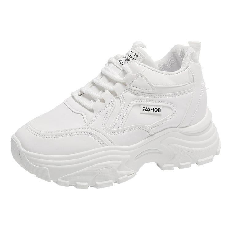 Fashion Comemore Inner Height Casual Women Sneakers Spring Autumn New Thick Bottom White Sports Daddy Shoes 7cm Chunky Heeled Tenis Shoe