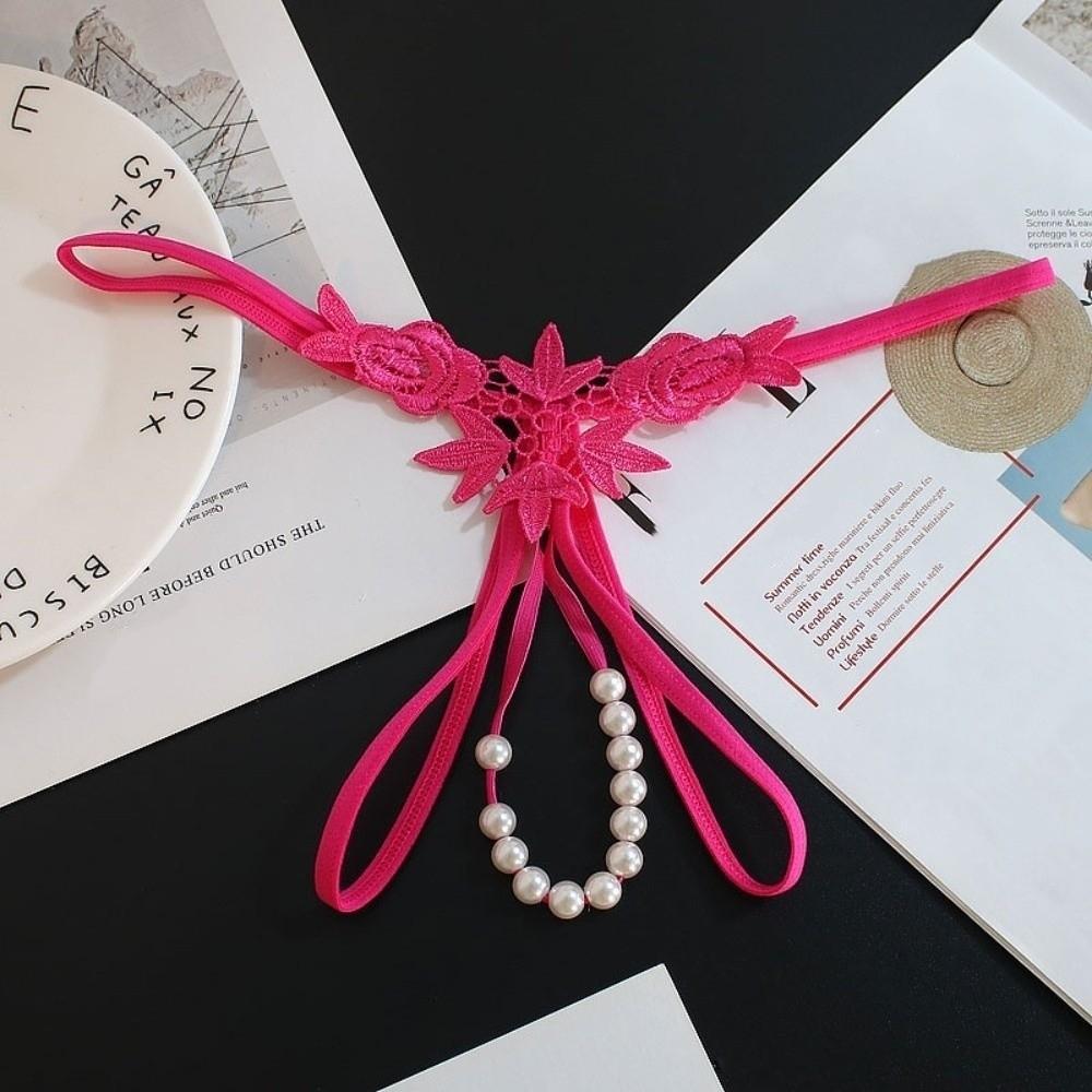 Embroidered Flower Underwear for Women Low Waist Lace Underpants Lace Pearl Panties  Home