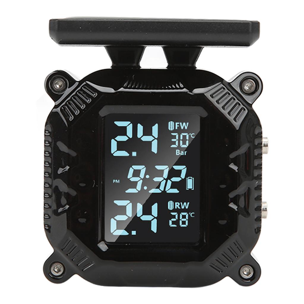 Wireless Motorcycle Tire Pressure Temperature Monitor System Solar Powered LCD Screen IP67 Waterproof Tire Temperature Sensor