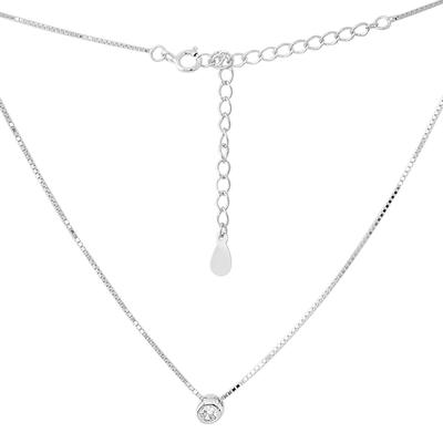 Silver Necklace with Cubic Zirconia, Product Weight 2.14 G (2160915)