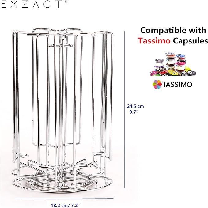 Porte-Capsules de Café - EXZACT - Compatible Tassimo - Support Rotatif - Métal Chromé
