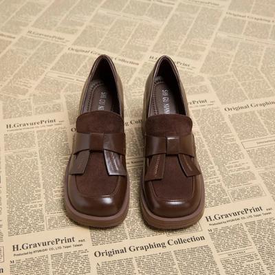 Vintage High Heels Frühling und Herbst Kleine Lederschuhe Neue Einzelne Schuhe Damen mit All Match Loafer Damenschuhe